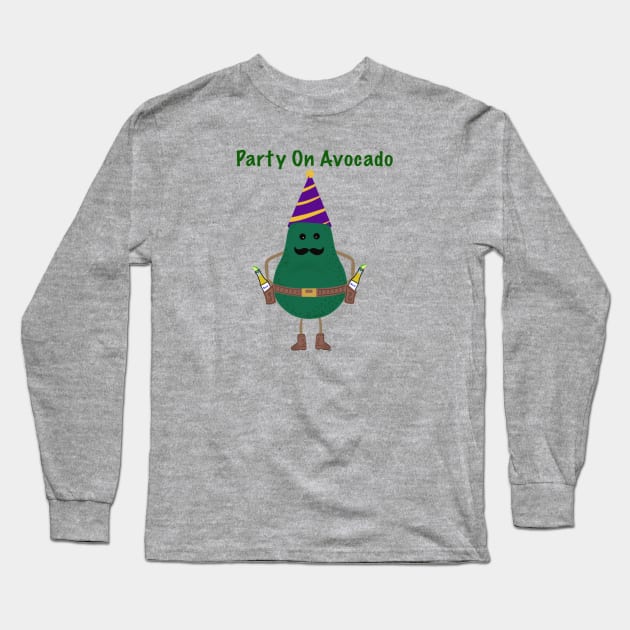 Party Avocado Long Sleeve T-Shirt by Coconut Moe Illustrations